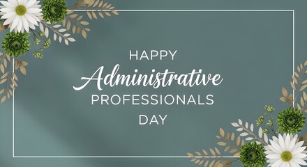 Naklejka premium Happy administrative professionals' day celebration with festive city backdrop