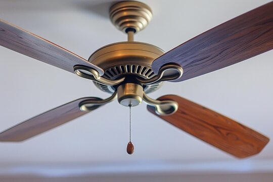 Ceiling fan rotating, providing cooling and air circulation