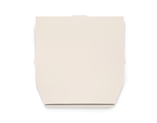 Fototapeta premium Photorealistic ivory closed paper cardboard pizza box mockup isolated on transparent background. Food delivery degradable package. Vector PNG
