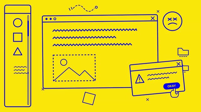 Conceptual illustration of a digital interface showing an error message and a broken image icon