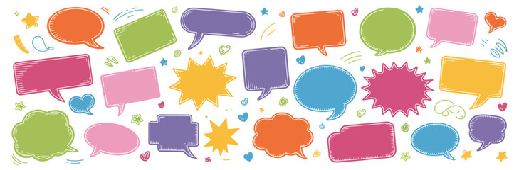 Bubble text frame with crayon speech cloud, comic pencil chat box with chalk grunge texture, pastel pen hand drawn vector illustration, playful doodle style, kids design elements for messages, notes © MASUD HABIB