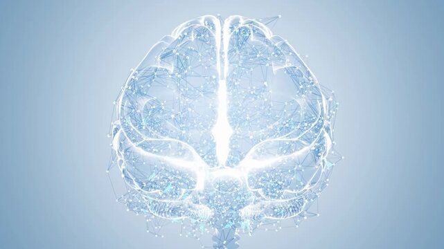 Technology Artificial intelligence AI blue brain animation digital data concept. Futuristic Cyber Technology Innovation network. tech HUD UI backgrounds