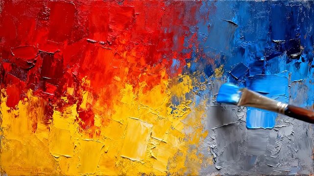 Abstract painting with brush
