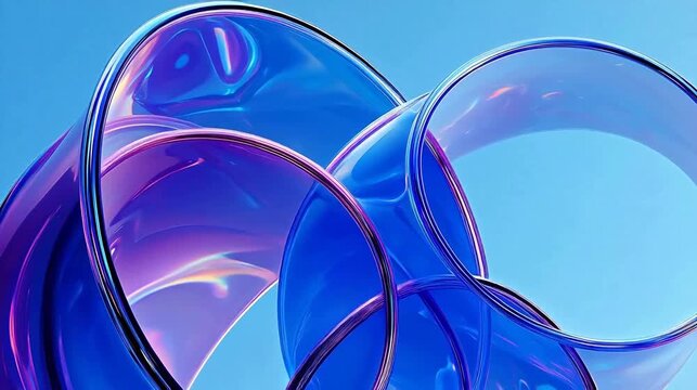 Abstract blue and purple glasslike forms