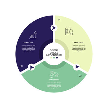 Vector circle arrows infographic, diagram, graph, presentation, chart. Business cycle concept with 3 options, parts, steps, processes. Info graphic data template. vector editable
