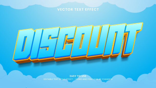 discount editable text effect 3d vector