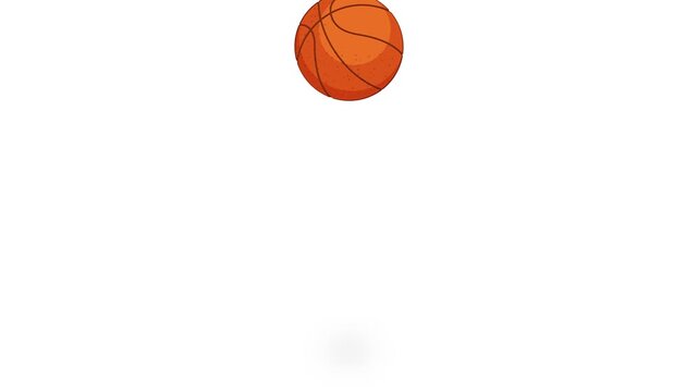 Basketball jumping and bouncing animation on white green and black background including alpha channel footage.