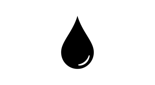 A simple black teardrop shape on a white background