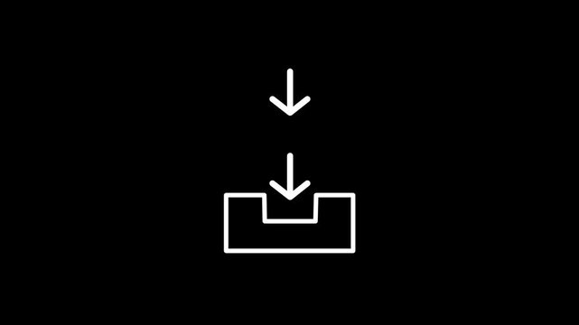 A downward arrow pointing into a tray symbolizes the action of saving or downloading a file into a designated inbox or storage location