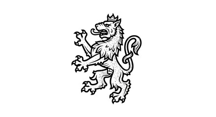 Obraz premium A vector illustration of a standing lion wearing a crown
