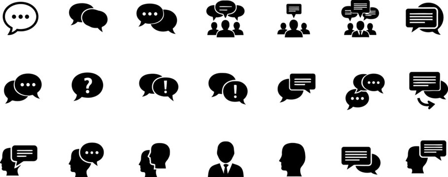 Human communication and chat bubble icon set