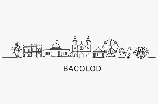 Flat Design one line without breaking the Bacolod city.