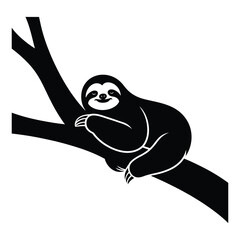Fototapeta premium Sloth Resting on a Branch Vector, Silhouette, Illustration