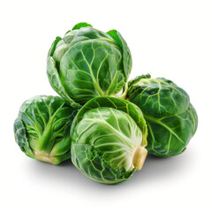 Obraz premium Fresh, vibrant green Brussels sprouts, clustered together, showcasing their tight, leafy heads