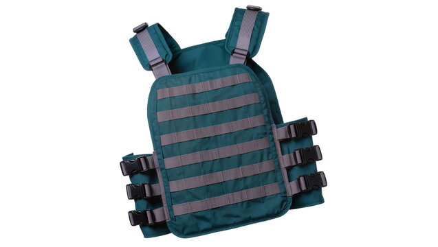 Teal Tactical Vest with Silver MOLLE Straps and Adjustable Shoulder Straps