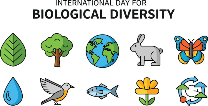 Celebrating International Day for Biological Diversity with Nature Icons