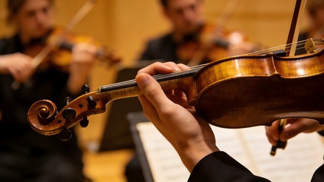 Violin player in an orchestra
