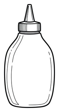 Bold outline graphic of a kitchen squeeze bottle with a pointed spout, excellent for illustrating food packaging, cooking concepts, or as an educational diagram.