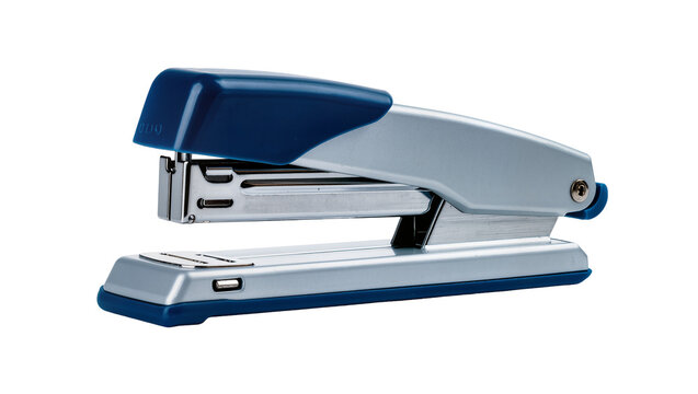 Blue and Silver Office Stapler with Metal Components and Numbering