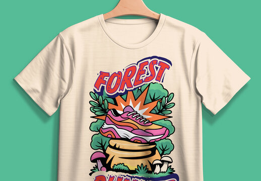 Forest Sneaker Typography T Shirt Nature Style Footwear Illustration