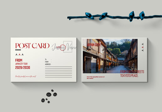 Vintage Style Travel Postcard Template with Minimal Design Style