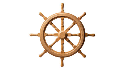 Vintage wooden ship wheel with spokes and central hub © Lena