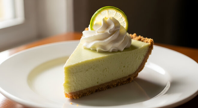 Delicious slice of key lime pie.