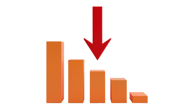 Orange Rectangular Bars Descending with Red Arrow Pointing Downward