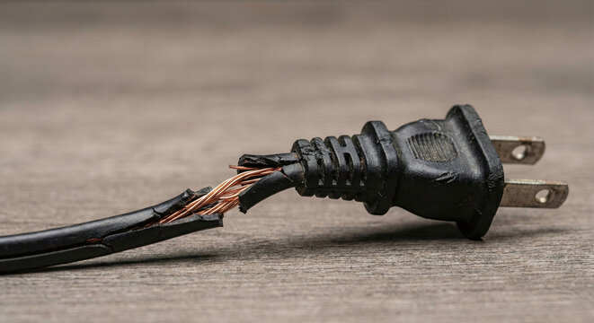 Damaged electrical cord needing maintenance at home
