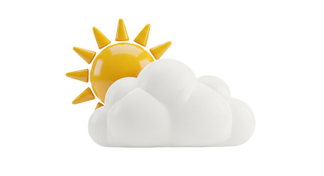 3D Sun and Cloud Icon