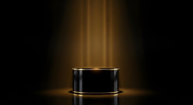 Premium Black Background with Golden Rays for Elegant Product Display Jpeg Image.