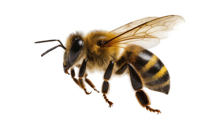 Fototapeta premium Honeybee with Yellow Black Stripes and Delicate Wings