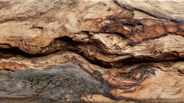 Close-up Detailed Wooden Knotty Pattern of Aged Tree Trunk Texture