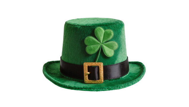 Green Velvet Leprechaun Top Hat with Gold Buckle and Shamrock