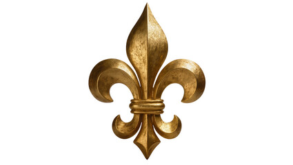 Antique ornate golden fleur-de-lis emblem with textured surface © Sarah