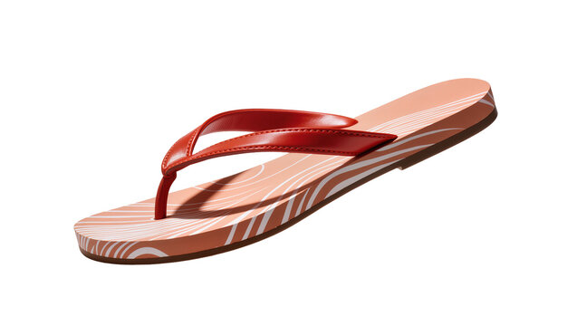 Red striped rubber flip flop sandal with toe post