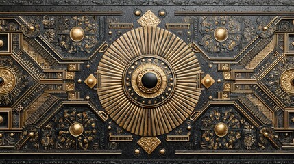 Fototapeta premium Ornate Metallic Detail Geometric Pattern Luxury Decoration Art Deco Inspired Design