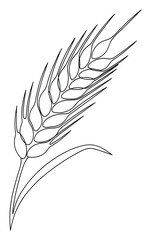 Fototapeta premium Minimalist continuous line drawing of a ripe wheat ear symbolizing agriculture, harvest, and natural food ingredients, perfect for health and wellness branding or organic product packaging