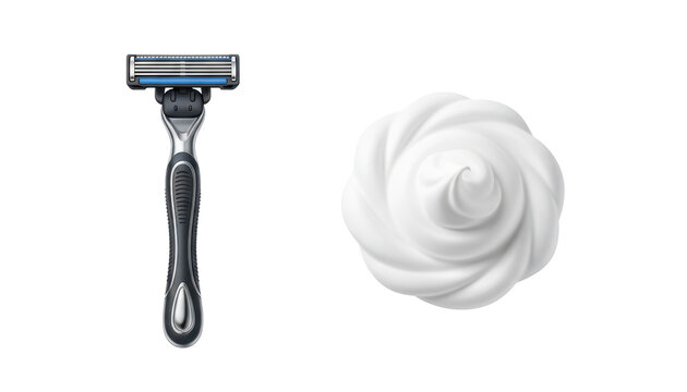 Razor and Swirling Shaving Foam for Grooming