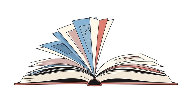 Open Book with Colorful Pages - A Journey Through Knowledge.