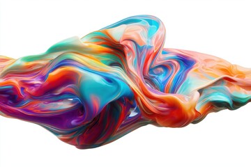 Obraz premium Paint swirls of various vibrant colors are blended into a dynamic and fluid abstract composition that sits on a solid white background to serve as a high-quality asset for creative visual projects.