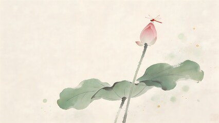 Lotus flower with dragonfly