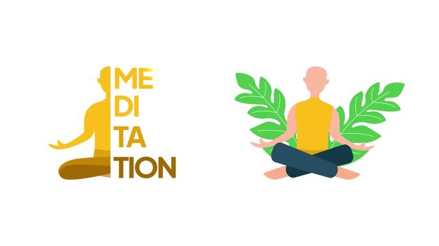 Meditation Concept Illustration With Calm Person. Meditation Icon concept. Full length Icon animation illustration. High quality&nbsp;4k&nbsp;footage