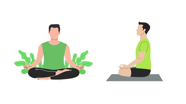 Meditation Practice Sitting Face To Face. Meditation Icon concept. Full length Icon animation illustration. High quality&nbsp;4k&nbsp;footage