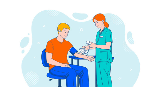 Medical, healthcare, vector illustration, doctor, nurse, patient, blood test, medical professional, healthcare worker