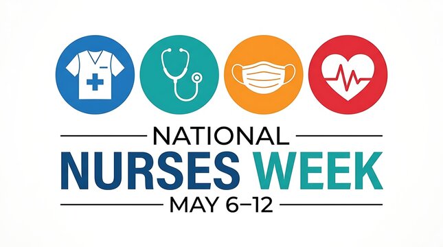 National nurses week illustration celebrating healthcare heroes with icons of care and compassion may 6 12