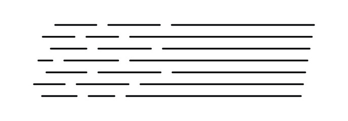 Fototapeta premium Racing speed lines in horizontal streak style, thin linear motion pattern showing fast movement, motorsport velocity symbol, isolated graphic for formula one race events