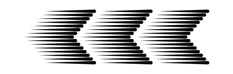 Racing arrow speed streaks in layered motion style, triple directional arrows with blur lines, motorsport velocity symbol, isolated graphic for formula one race events © Hasheb Anzar