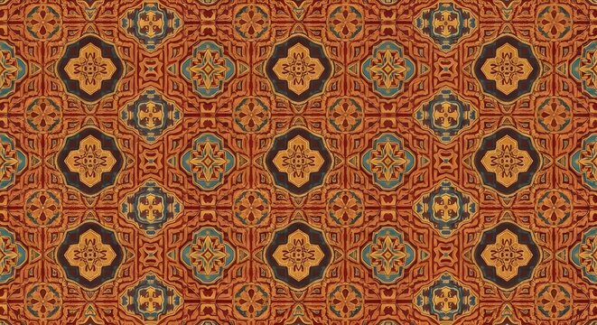 Seamless Indian Daman Decorative Pattern with Ornate Symmetrical Shapes