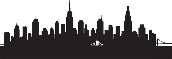 Obraz premium New York City skyline, urban silhouette, cityscape vector, black city